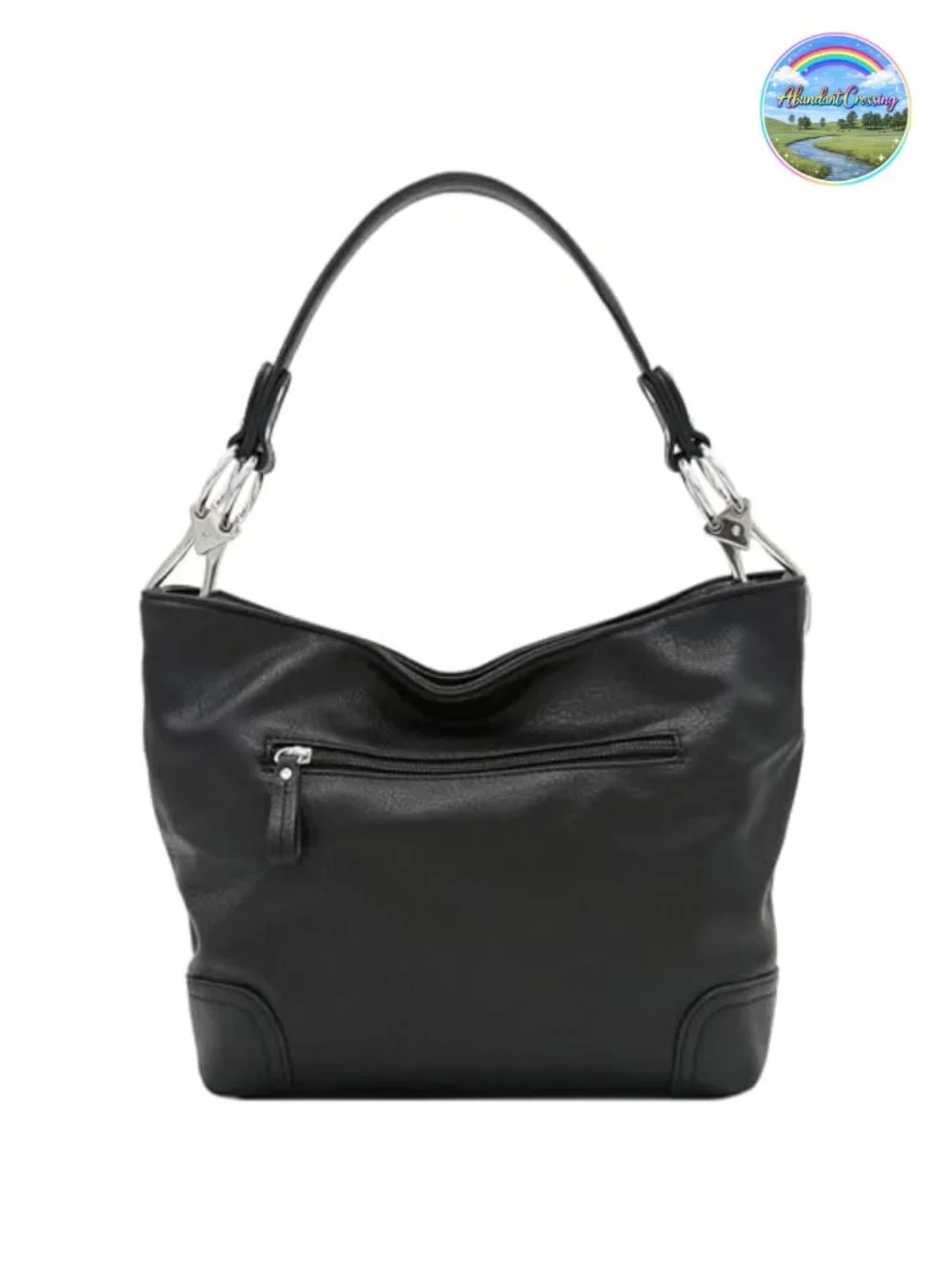 Faux Leather Hobo Shoulder Bag with Big Snap Hook Hardware